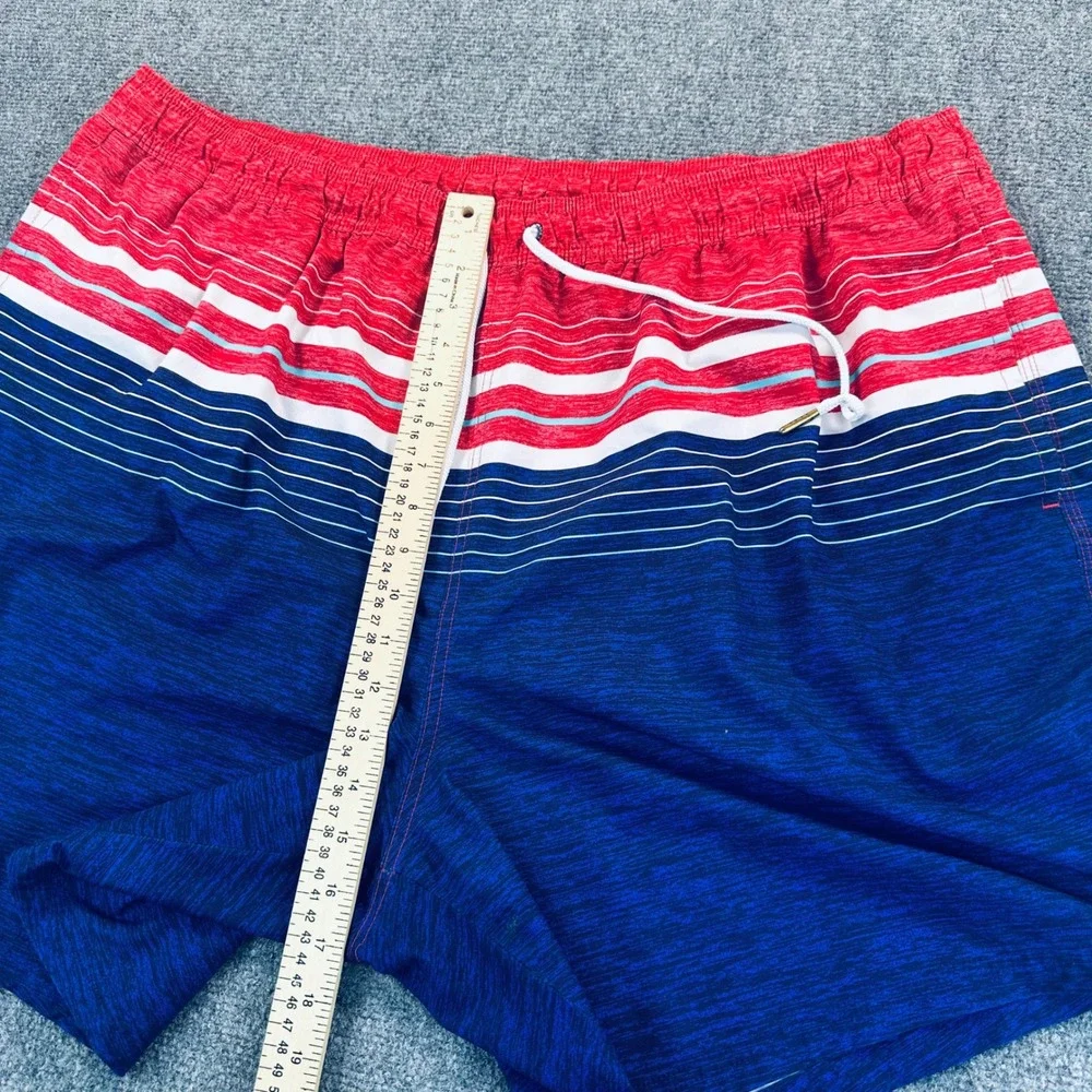 Vineyard Vines Men's 3XB Chappy Swim Trunks Red White Blue Striped Board Shorts